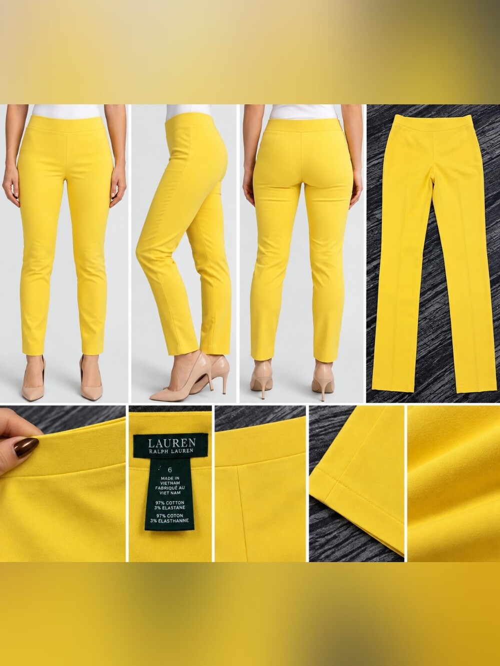 Lauren Ralph Lauren Yellow Slim Straight Leg Pants – Size 6